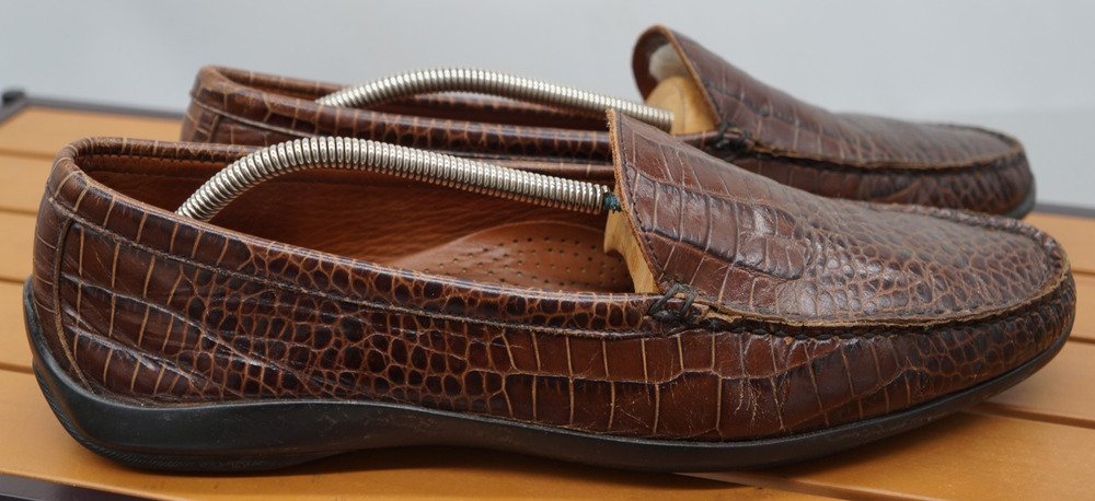 Allen Edmonds Tampa Driving Moccasin~Faux Gator Brown Leather~Men’s Size 13 D